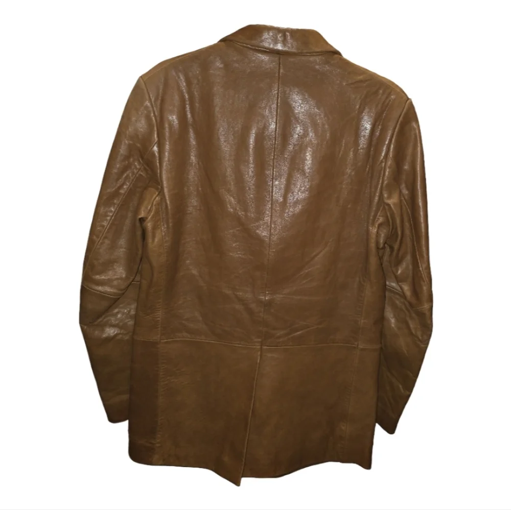 Banana Republic Vintage Cognac Tan Leather Blazer‎ Jacket Mens Size 38 R